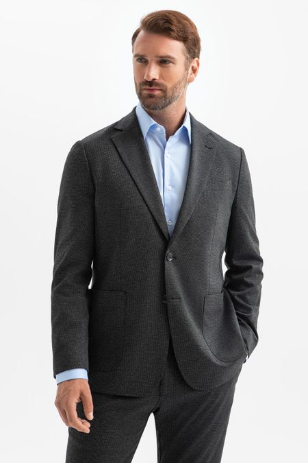 Серый пиджак из трикотажной ткани Regular fit 0₽