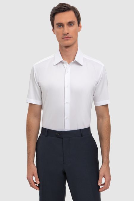 Белая сорочка с коротким рукавом из хлопка 0₽