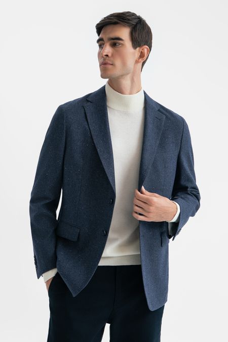 Синий пиджак из хлопка и шерсти Regular fit 14990₽