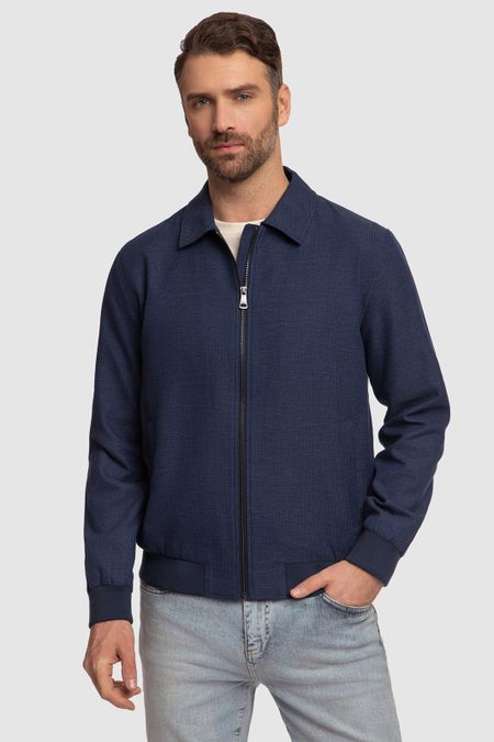 Бомбер из хлопка и льна синий цвет 19990₽