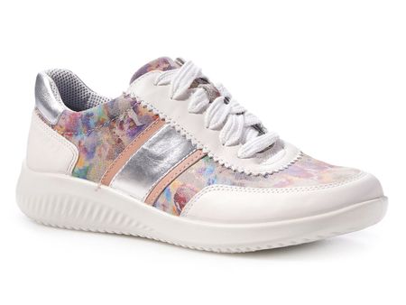 Кроссовки женские Jomos с радужным блестящим принтом белый серебристый розовый 6500₽