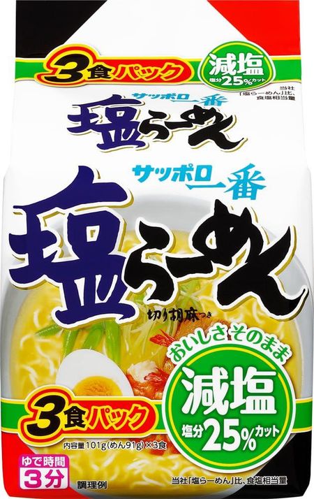 Sanyo Foods Sapporo Ichiban Рамен с пониженным содержанием натрия Шио x 9, 3 упаковки (упаковки по 303 г)