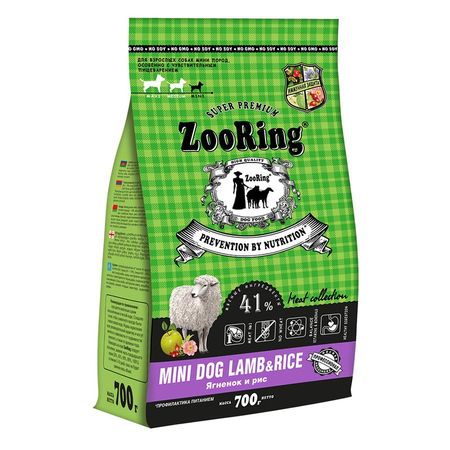 ZooRing Mini Dog Lamb Rice сухой кором для собак мелких пород с ЯГНЕНКОМ и рисом - 700 г 528₽