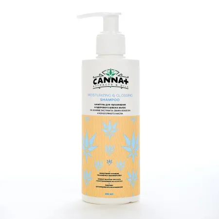 Разглаживающий шампунь для блеска CANNA+ Moisturizing & Glossing Shampoo 250 мл
