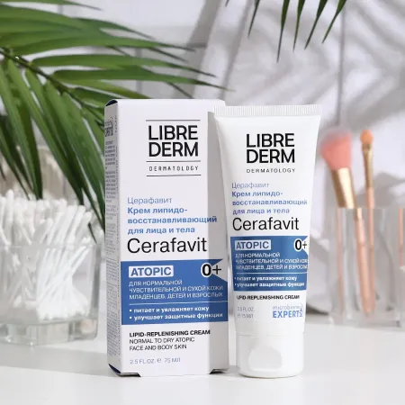 Крем для лица и тела librederm cerafavit, липидовосстанавливающий, с церамидами и пребиотиком, 75 мл