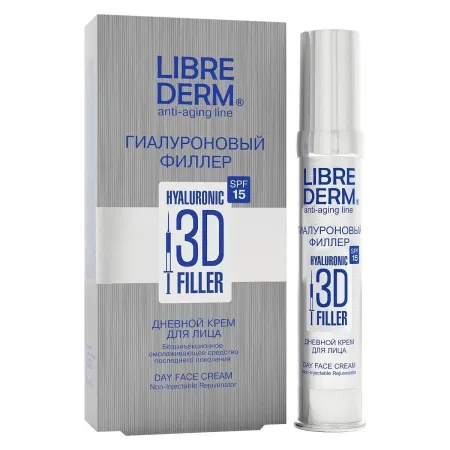 Гиалуроновый филлер 3d librederm дневной крем для лица spf15, 30 мл