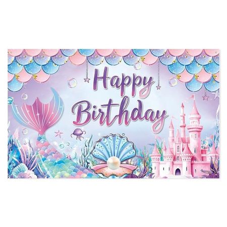 Polyester Photography Background Cartoon 180*110cm Backdrop Decoration Underwater World Themed Colorful Birthday Props
