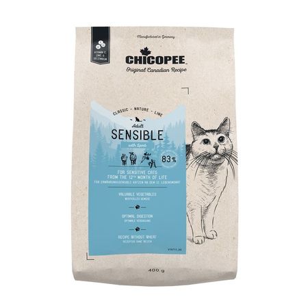 Chicopee CNL Cat Adult Sensible сухой корм для кошек с чувствительным пищеварением с ЯГНЕНКОМ - 400 г