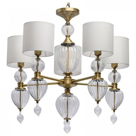 Люстра Chiaro Оделия 1 619011305 цвет плафона/подвески Белый, цвет арматуры Латунь, Прозрачный