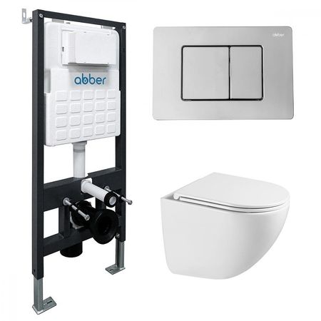 Комплект унитаза с инсталляцией Abber Bequem AC1131TC-AC0105-AC0120 цвет Белый с сиденьем Микролифт 29939₽