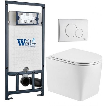 Комплект унитаза с инсталляцией WeltWasser MARBERG 507 NESENBACH 004 GL-WT MAR 507 RD GL-WT 10000011723 цвет Белый глянцевый с сиденьем Микролифт и клавишей смыва цвет Белый глянцевый 18042₽
