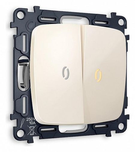 Выключатель проходной двухклавишный с подсветкой без рамки Ambrella Volt Quant MO304030 цвет Бежевый 1170₽