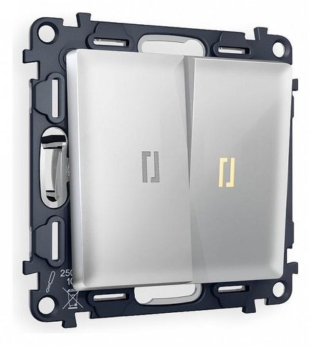 Выключатель двухклавишный с подсветкой без рамки Ambrella Volt Quant MA404010 цвет Серебро 1040₽