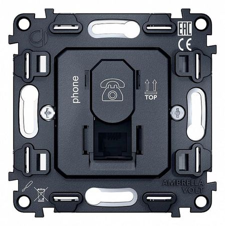 Механизм розетки Ethernet RJ-45 со шторкам Ambrella Volt Quant VM190 цвет Серый 560₽