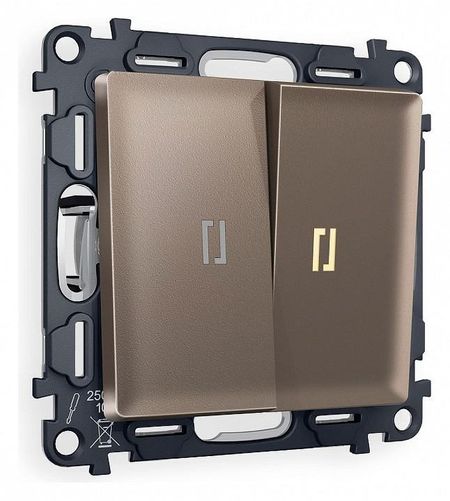 Выключатель проходной двухклавишный с подсветкой Ambrella Volt Quant MA634030 цвет Бронза 1260₽