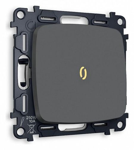 Выключатель проходной одноклавишный с подсветкой без рамки Ambrella Volt Quant MO902030 цвет Графит 910₽