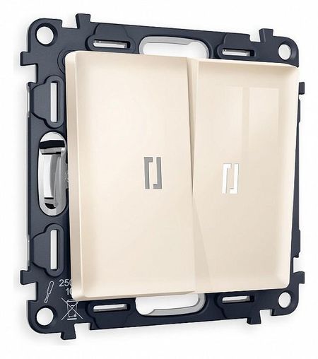 Выключатель двухклавишный с подсветкой без рамки Ambrella Volt Quant MA304015 цвет Бежевый 1040₽