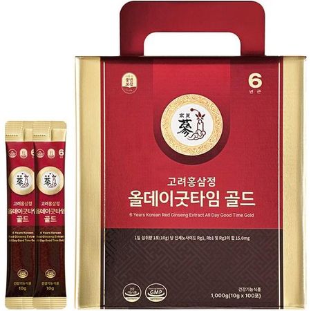 Экстракт красного корейского женьшеня 6-летней выдержки Pungnyeonbogam All Day Good Time Gold Ginsenoside 15 мг палочка красного женьшеня 100 пакетиков, 1 кг, 1 шт., корейское здоровье