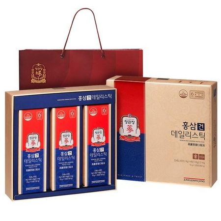 CheongKwanJang сушеный красный женьшень ежедневный стик 30 шт. + сумка для покупок, 450 г, 1 шт., корейский продукт для здоровья