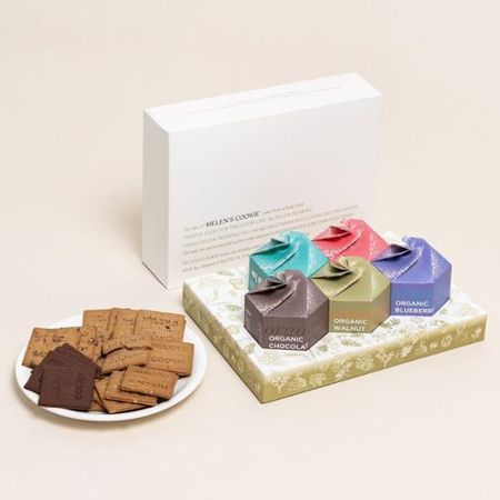 Печенье Helen s Cookie Organic, набор из 5 упаковок, 95 г (цельное зерно, шоколад, грецкий орех, клюква, черника), Корейские закуски Organic cookies 95g set of 5