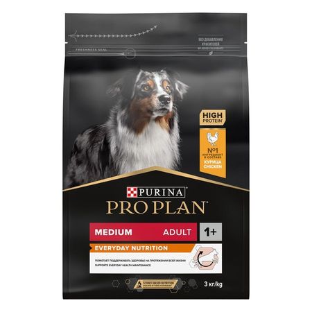 Purina Pro Plan Adult Medium сухой корм для взрослых собак средних пород с курицей и рисом - 3 кг 2117₽