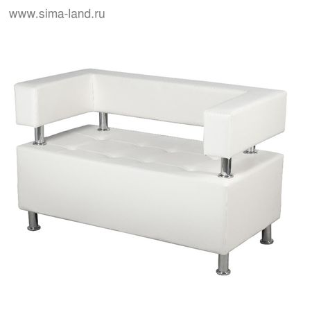 Диван офисный двухместный «Райли», экокожа, цвет белый глянец