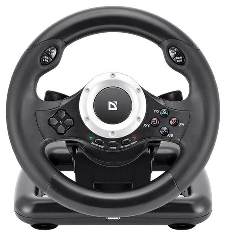 Руль игровой для ПК Defender Turbo pro с педалями черный