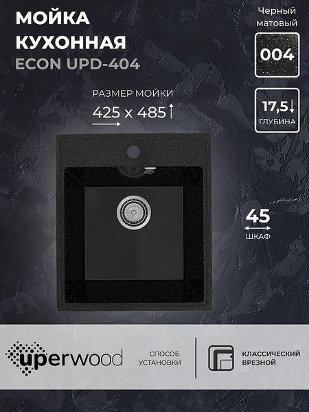 Кухонная мойка Uperwood Econ UPD-404-004 42 4910201226 цвет Черный оникс 5944₽