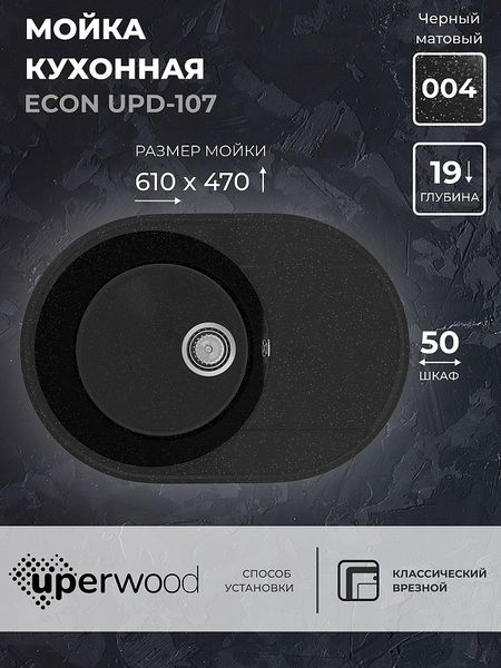 Кухонная мойка Uperwood Econ UPD-107-004 61 4910201246 цвет Черный оникс 5942₽