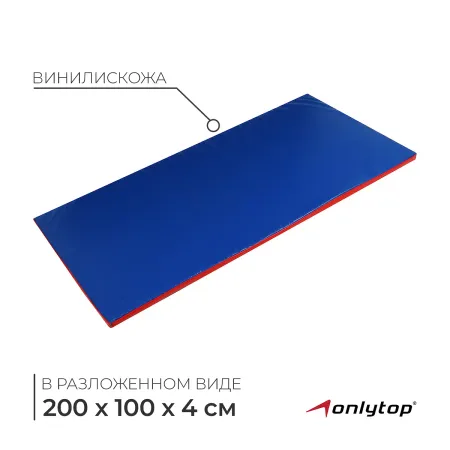 Мат onlytop, 200×100×4 см, синий, красный