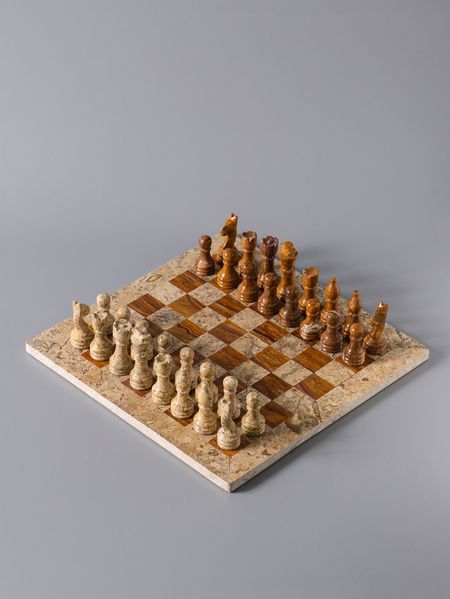 Шахматы настольные «Элит», серый, черный, доска 30.5×30.5 см, оникс