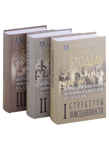 Фернан Бродель Материальная цивилизация, экономика и капитализм, XV-XVIII вв.: Том I. Том II. Том III (комплект из 3 книг)