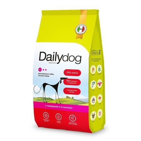 Dailydog сухой корм собак мелких пород, с ГОВЯДИНОЙ и ЯГНЕНКОМ