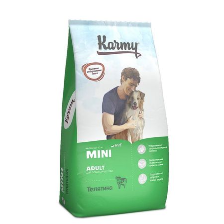 Karmy Mini Adult полнорационный сухой корм для собак мелких пород старше 1 года с телятиной - 10 кг 4352₽