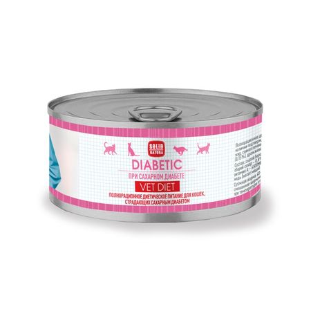 Solid Natura Vet Diet Diabetic влажный корм для кошек при диабете с курицей и лососем в корсервах - 100 г 1932₽