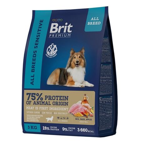 Brit Premium Dog Sensitive сухой корм для взрослых собак всех пород с чувствительным пищеварением с ягненком и индейкой - 1 кг 604₽