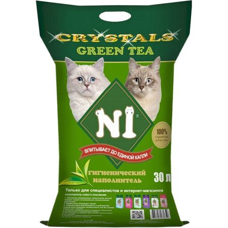 N1 Crystals Green Tea наполнитель силикагелевый Зелёный чай - 30 л