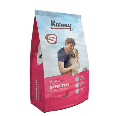 Karmy Mini Sensitive сухой корм для взрослых собак мелких пород старше 1 года с чувствительным пищеварением с лососем - 2 кг 1114₽
