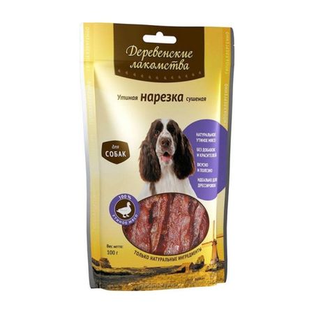 Деревенские лакомства 100 Мяса лакомство для собак утиная нарезка сушеная - 90 г 372₽