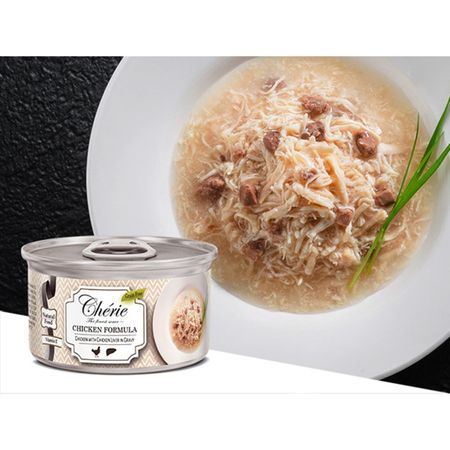 Pettric Shredded Chicken влажный корм для кошек, с рубленной курицей и куриной печенью, волокна в подливе, в консервах - 80 г