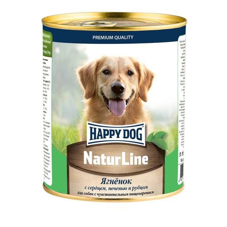 Happy Dog Natur Line консервы для взрослых собак с чувствительным пищеварением с ягненком, сердцем, печенью и рубцом - 970 гр х 12 шт (12 шт)