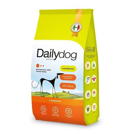 Dailydog сухой корм собак мелких пород, с ИНДЕЙКОЙ - 3 кг
