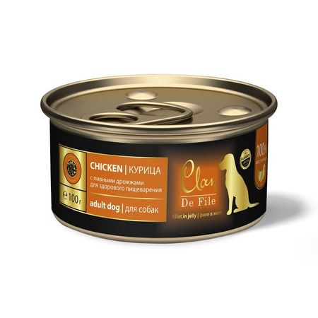Clan De File полнорационный влажный корм для собак с курицей кусочки в желе в консервах - 100 г 1128₽