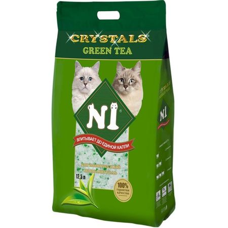 N1 Crystals Green Tea наполнитель силикагелевый Зелёный чай - 125л 1400₽
