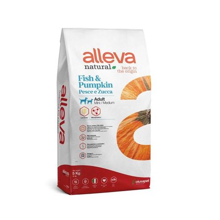 Alleva Natural Adult Mini/Medium сухой корм для собак мелких и средних пород, с рыбой и тыквой - 5 кг