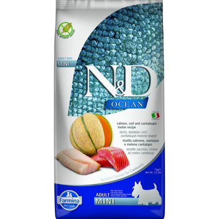 Farmina N ampD Ocean Dog Salmon Codfish amp Cantaloupe Melon Adult Mini сухой беззерновой корм для взрослых собак мелких пород с лососем треской и дыней - 7 кг 12100₽