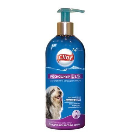 Cliny Роскошный шелк Шампунь-кондиционер для длинношерстных собак 300 мл 619₽