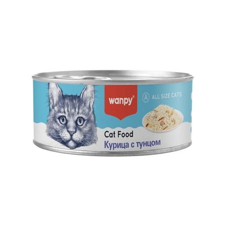 Wanpy Cat влажный корм для кошек с курицей и тунцом в консервах - 95 г 3144₽