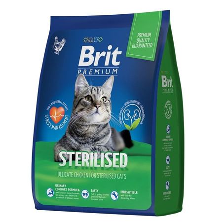 Brit Premium Cat Sterilized Chicken полнорационный сухой корм для стерилизованных кошек с курицей - 400 г 361₽
