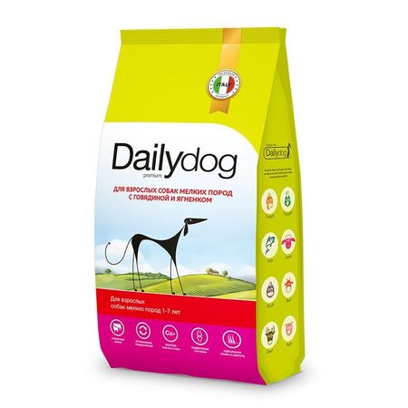 Dailydog Classic line сухой корм для взрослых собак мелких пород, с ГОВЯДИНОЙ и ЯГНЕНКОМ - 3 кг